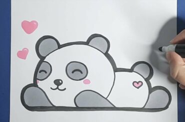 How to draw a Cute Baby PANDA - Happy Drawings