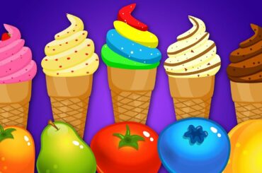 KidsCamp - Learn Colors With Ice Cream Soccer Balls Fruits and Shapes For Toddlers by Kids Camp