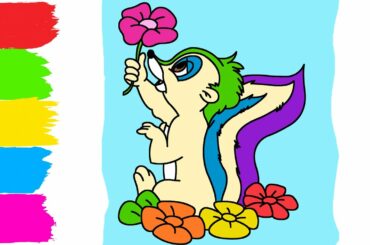 How to Draw and Coloring a Cute Bunny Rabbit with Flower