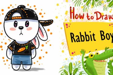 How To Draw and Coloring A cute Rabbit Boy easy step by step ~ for kids