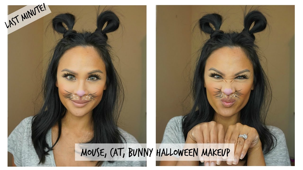 Easy To Do Cute Mouse, Cat, or Rabbit Halloween Makeup - Last Minute Look