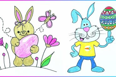 Easter Drawings - How to Draw Cute Bunny Step by Step Tutorial