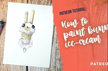 How to Paint Ice-Cream Bunny in Watercolor