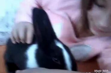 😙My cute sister 😙and sweets rabbits 💖💕