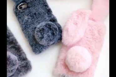 3D Cute Rabbit Ears Furry Case Cover for iPhone & Samsung