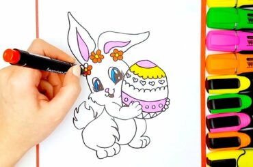 Cómo dibujar conejo de Pascua 💙 How to Draw a Cute Easter Bunny