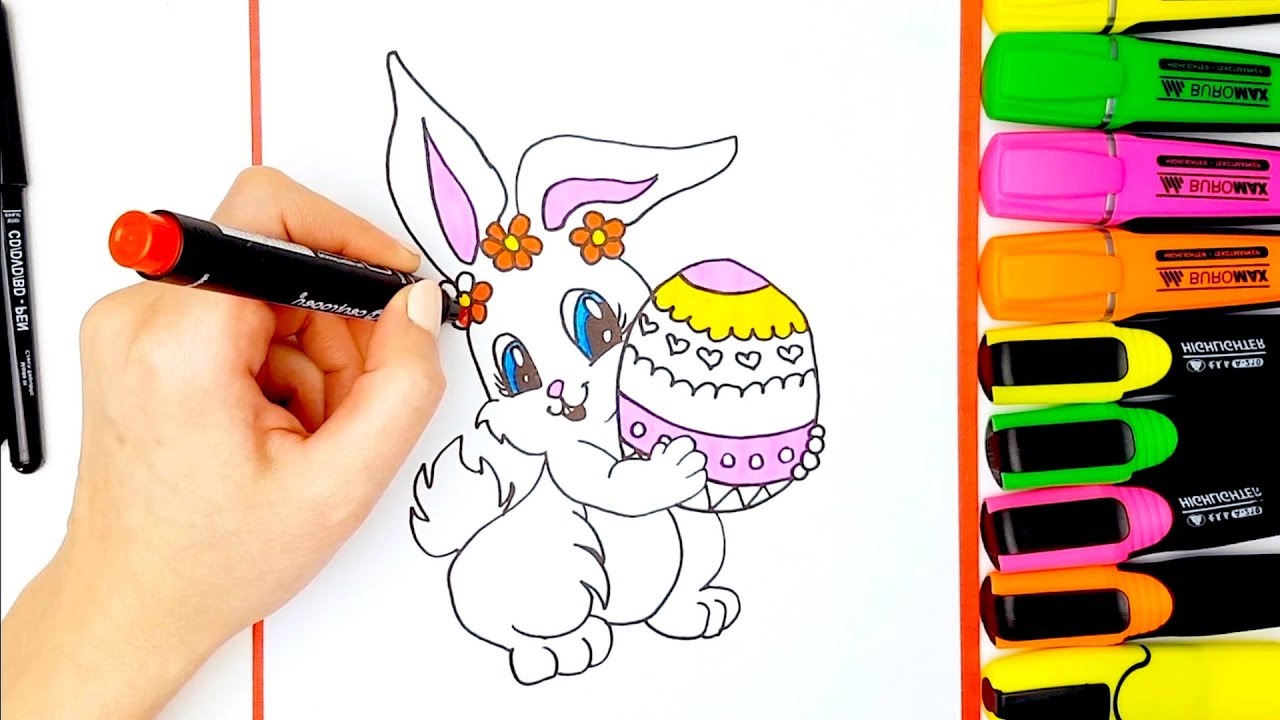 Cómo dibujar conejo de Pascua 💙 How to Draw a Cute Easter Bunny