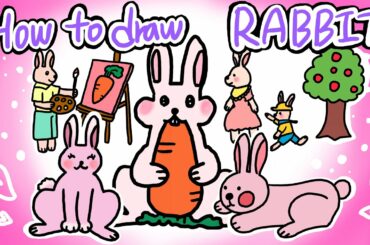 How To Draw CUTE RABBIT🐰🌷🌷|EASY DRAWING| COLORING🌈