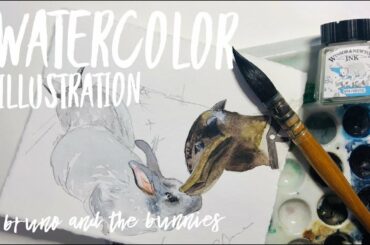 Animal illustration: baby goat meets bunny ~  WATERCOLOUR by Scarlett Damen