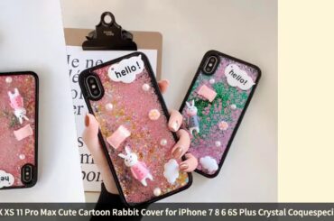 Sparkling Glitter Quicksand Case for iPhone X XS 11 Pro Max Cute Cartoon Rabbit Cover for iPhone ...