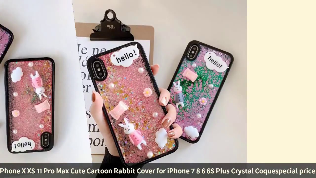 Sparkling Glitter Quicksand Case for iPhone X XS 11 Pro Max Cute Cartoon Rabbit Cover for iPhone ...