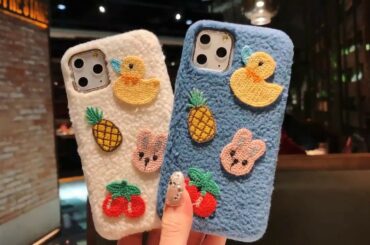 Plush duck rabbit iphone11promax apple x mobile phone case cute xsmax cartoon