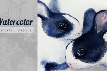 Painting a Rabbit. Cute Bunny watercolor 🐇🎨