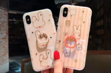 Rhinestone cute rabbit iphonex mobile phone case apple 8plus cute 11promax bracket xsmax / xr