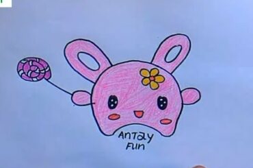 How To Draw a cute Bunny ! Learn drawing art on paper for kids   AnTay Fun