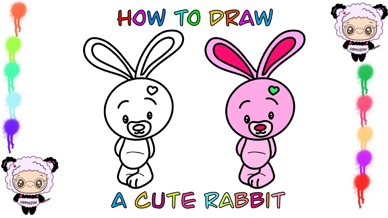 HOW TO DRAW A CUTE RABBIT/ Drawing for kids/ coloring for kids