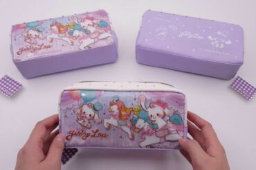 cute light purple white horse rabbit bear dot shimmery pencil case from Japan