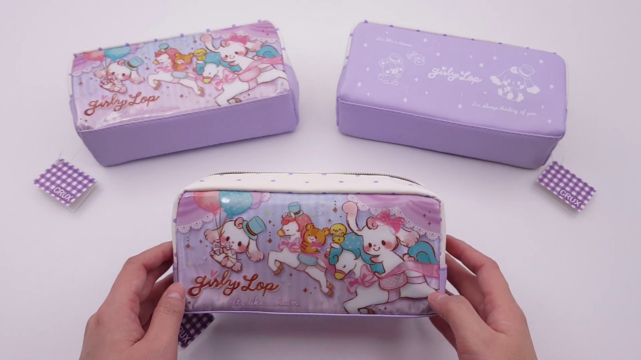 cute light purple white horse rabbit bear dot shimmery pencil case from Japan