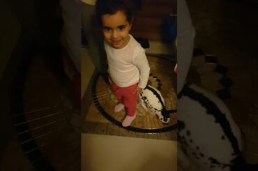 Baby and rabbit playing time