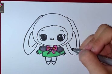 How to Draw a Cute Little Easter Bunny Rabbit #drawsimple