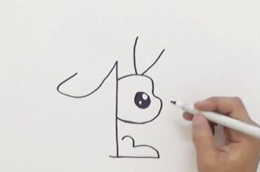 How to Draw a cute Bunny Rabbit using the Number 1   Very Easy !