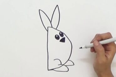How to draw a Cartoon Bunny Rabbit from the Letter D   Very Easy !