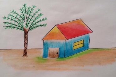 How to draw a House with shade colors| Easy and simple House drawing  classes