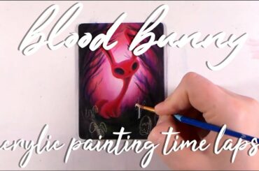 Blood Bunny mini painting time lapse, acrylic art by AGblend13, Creepy Cute Lowbrow Pop Surrealism