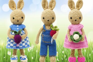 Honey Bunny Amigurumi Dress-Up Doll with Garden Play Mat (Crochet Patterns)