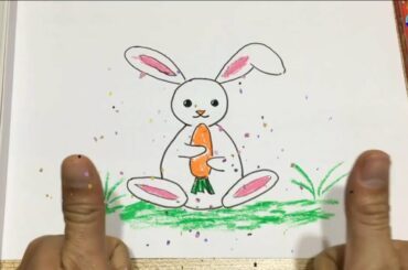 Draw and color cute little rabbit | Baby coloring | Baby learns to draw