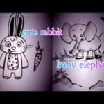 Cat clips#art session#baby elephant ||&|| rabbit . Pencil shade.