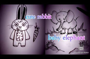 Cat clips#art session#baby elephant ||&|| rabbit . Pencil shade.