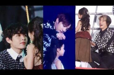 BTS playing with cute little girl at SBS gayo 2019 | BTS being gentle and adorable with little girl
