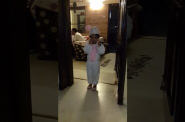 Dressed as a cute bunny for class activity in Playschool, at age of 2