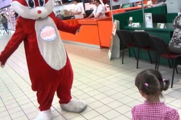 Big Red rabbit cute mascot for kids