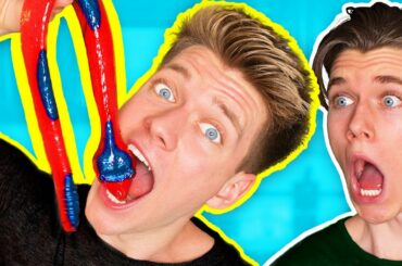 Gummy Food vs. Real Food Challenge! *EATING GIANT GUMMY SNAKE* Gross Worm Real Food Candy
