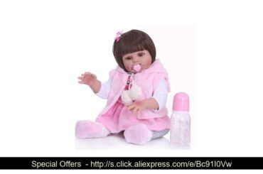 ⚡️ NPK 48CM baby doll reborn toddler girl doll in pink rabbit dress full body soft silicone realist