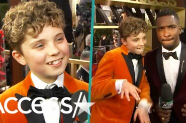'Jojo Rabbit's' Roman Griffin Davis Does Cute #Twinning Dance On Golden Globes Red Carpet