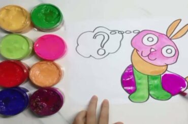 What is the cute bunny thiking?Giltter draw and color the smart rabbit for Kid.