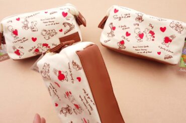 cream cute rabbit bear animal heart pencil case by Kamio from Japan