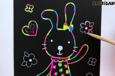 Artbox[아트박스] scrachart colorful scrach blackboard note cute rabbit name #1