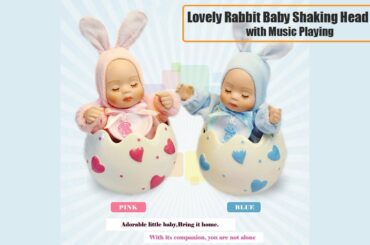 Lovely Rabbit Baby Bobble Head Doll with Music playing for New Born Baby Gift