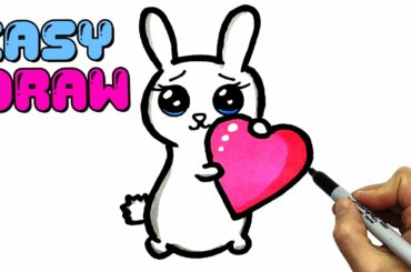 How to draw a Cute Bunny with a Heart Very Easy. Draw so Cute and Easy for you.
