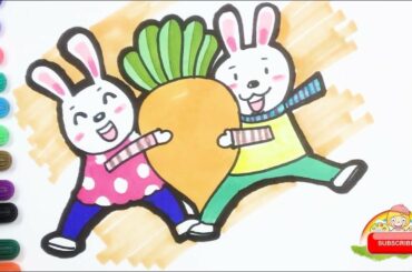 How to Draw  Cute Rabbit  carrot   Easy For kids
