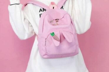 Cute Carrot Bunny Ear Backpack Waterproof Girl School Bag with Chinese Character Handbag