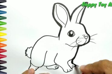 VERY EASY, learn how to draw Cute  rabbit  / drawing and coloring for kids