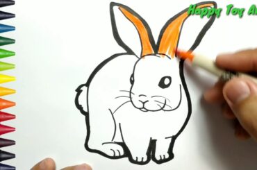 VERY EASY, learn how to draw  Cute rabbit / drawing and coloring for kids