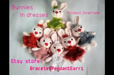 Knitted rabbits / Cute bunnies in dresses / Product Overview at Etsy Store