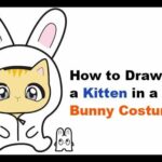 How to Draw a Cute Cat Wearing a Bunny Onesie Easy Step by Step Drawing for Kids