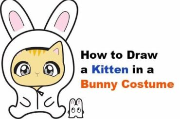 How to Draw a Cute Cat Wearing a Bunny Onesie Easy Step by Step Drawing for Kids